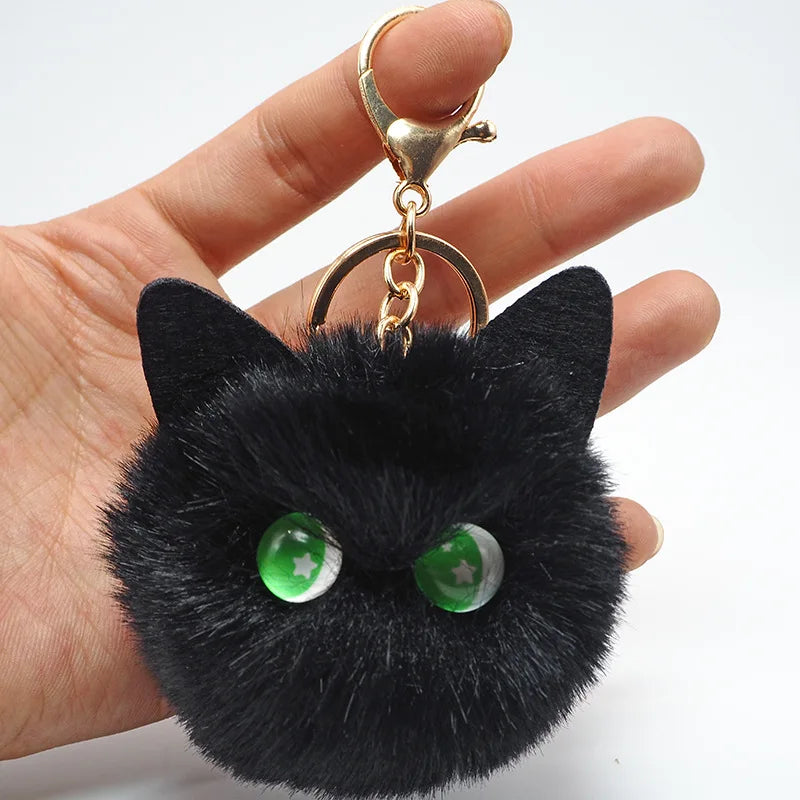 Plushy Black Cat Keychain