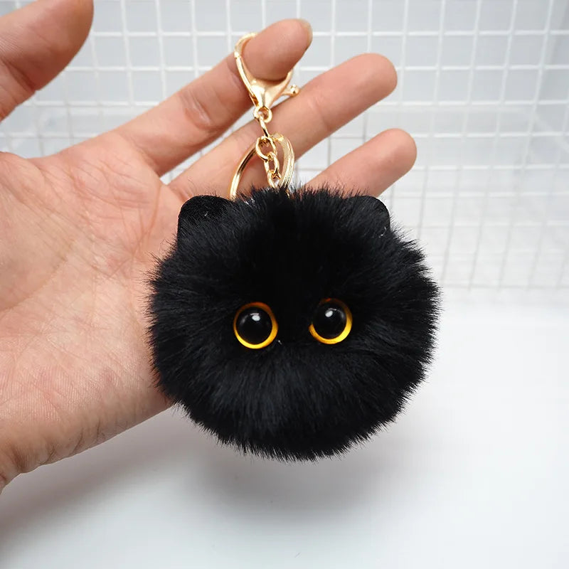 Plushy Black Cat Keychain