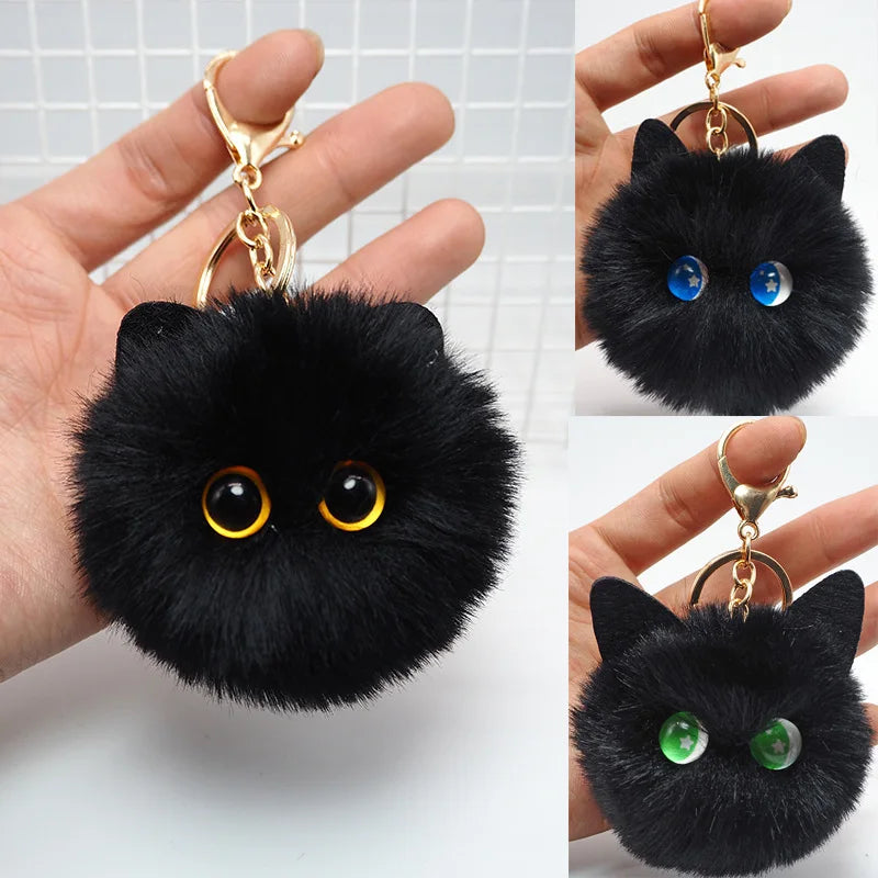 Plushy Black Cat Keychain
