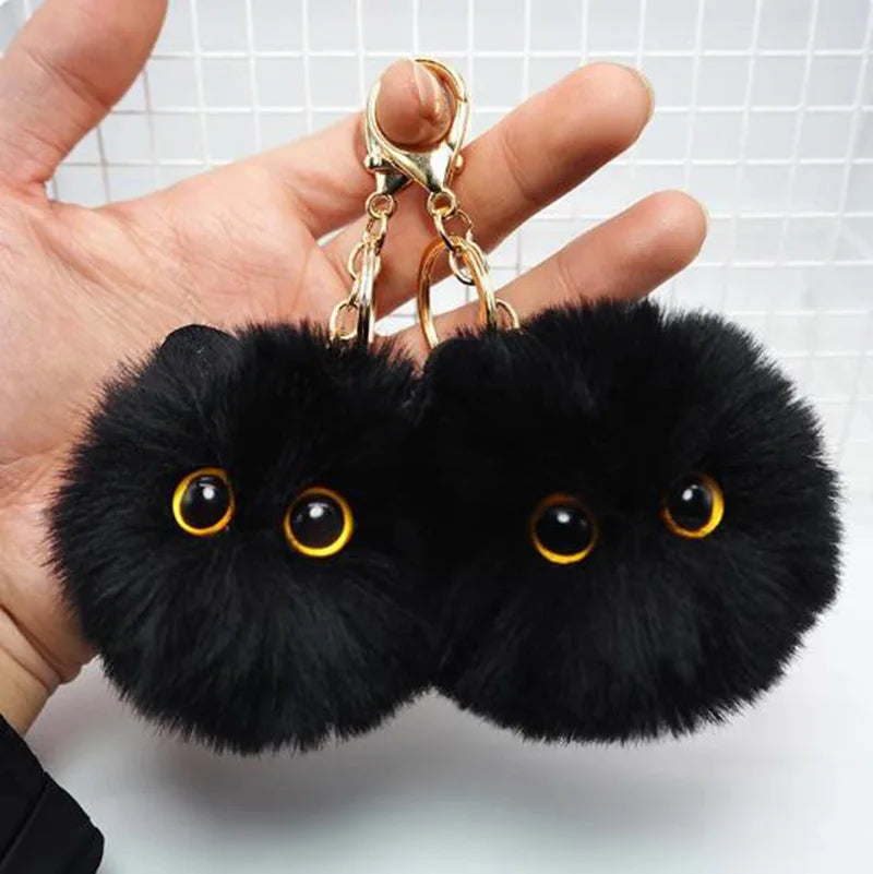 Plushy Black Cat Keychain
